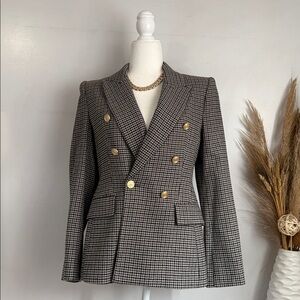 Zara Houndstooth Jacket in Black, White & Olive
